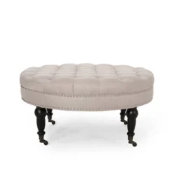 Cimarron Contemporary Round Ottoman With Rolling Casters - Christopher Knight Home -Living Furniture GUEST dbe5a222 24a6 4542 9788 2b6f4e33302b