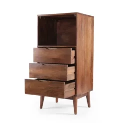 Rabun Handcrafted Mid-Century Modern Mango Wood 3 Drawer Chest Light Oak - Christopher Knight Home -Living Furniture GUEST dc59edd3 be23 4875 a2f3 7c638166947b