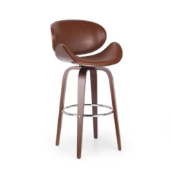 Jakin Mid-Century Modern Upholstered Swivel Barstool - Christopher Knight Home -Living Furniture GUEST de6cd770 cb5c 49ec a3bf 8c0bbaa2ebb7