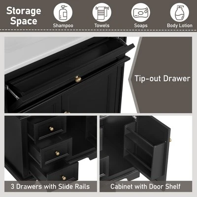 Christopher Knight Home Alonzo Modern 30" Bathroom Vanity With Ceramic Sink, One Shelf And Four Drawers 4 Christopher Knight Home Alonzo Modern 30" Bathroom Vanity With Ceramic Sink, One Shelf And Four Drawers - Image 4