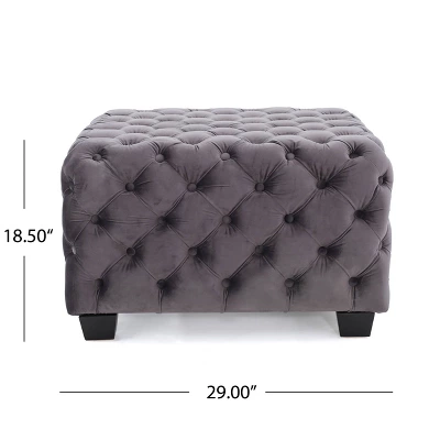 Jaymee New Velvet Ottoman - Christopher Knight Home 4 Jaymee New Velvet Ottoman - Christopher Knight Home - Image 4