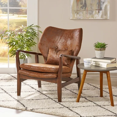 Haddie Mid Century Modern Microfiber Club Chair Brown - Christopher Knight Home 1 Haddie Mid Century Modern Microfiber Club Chair Brown - Christopher Knight Home