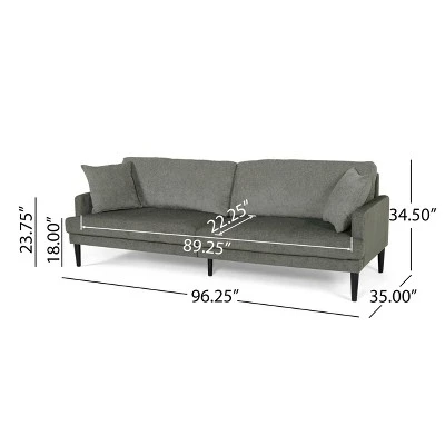 Malverne Contemporary 3 Seater Fabric Sofa With Accent Pillows Gray/Dark Brown - Christopher Knight Home 9 Malverne Contemporary 3 Seater Fabric Sofa With Accent Pillows Gray/Dark Brown - Christopher Knight Home - Image 9