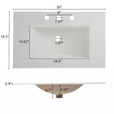 Christopher Knight Home Griffin Contemporary 30" Bathroom Vanity With Ceramic Sink And Full-Extension Drawers 3 Christopher Knight Home Griffin Contemporary 30" Bathroom Vanity With Ceramic Sink And Full-Extension Drawers - Image 3
