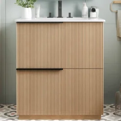 Christopher Knight Home Quillen Modern 30" Bathroom Vanity With Ceramic Sink And Drawers -Living Furniture GUEST e23f0833 7de8 4a78 a11d 3163c8f8dffe