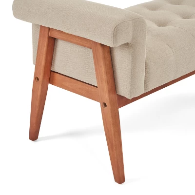 Christopher Knight Home Argus 49" Upholstered Tufted Wood Ottoman 5 Christopher Knight Home Argus 49" Upholstered Tufted Wood Ottoman - Image 5