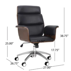 Cannonade Mid-Century Modern Swivel Office Chair Black/Walnut - Christopher Knight Home 20 Cannonade Mid-Century Modern Swivel Office Chair Black/Walnut - Christopher Knight Home -Living Furniture GUEST e34781f7 60f0 4e46 86c7 b61bffd9b00f