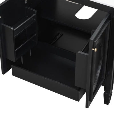 30"W Vintage Bathroom Vanity With Sink, Bathroom Cabinet With Adjustable Shelf, Drawer, Door Shelves And Soft Closing Door-Christopher Knight Home 13 30"W Vintage Bathroom Vanity With Sink, Bathroom Cabinet With Adjustable Shelf, Drawer, Door Shelves And Soft Closing Door-Christopher Knight Home - Image 13