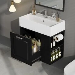 Christopher Knight Home Emilee Modern 21.8" Wall-Mounted Floating Bathroom Vanity With Ceramic Sink