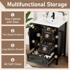 Christopher Knight Home Feldspar Vintage 24" Freestanding Bathroom Vanity With Ceramic Sink -Living Furniture GUEST e5074ef1 941a 4eca 97c5 7defbd20dc29