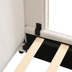 Christopher Knight Home Angelo Wood Upholstered Platform Bed With Headboard And Reading Lamp, White -Living Furniture GUEST e59192f5 ed23 4ece 8261 cf4d2c2ca08b