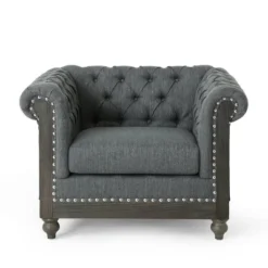 Castalia Chesterfield Tufted Fabric Club Chair With Nailhead Trim - Christopher Knight Home -Living Furniture GUEST e613e182 9327 4a78 b82b 21b018b07f33