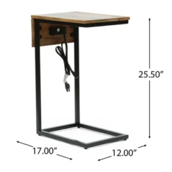 Oceola Modern Industrial Handcrafted Mango Wood C Shaped Side Table With Charging Port Natural/Black - Christopher Knight Home 15 Oceola Modern Industrial Handcrafted Mango Wood C Shaped Side Table With Charging Port Natural/Black - Christopher Knight Home -Living Furniture GUEST e742f58e 02e7 472a a9e5 0a323aabc98c