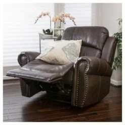 Charlie Faux Leather Leather Glider Recliner Club Chair Dark Brown - Christopher Knight Home -Living Furniture GUEST e8b5e97c 4b01 4c7a 9139 0c4ce83a0f3f