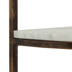 33.5" Bainville Modern Glam Handcrafted Marble Half Round Etagere Bookcase Natural White/Antique Brass - Christopher Knight Home -Living Furniture GUEST e8e9bc5f cfde 4ca6 8d2c 47465c627aa2