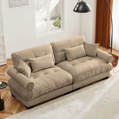 Christopher Knight Home Bernal 93.7" Modern 2 Seat Velvet Round Arm Sofa With Pillows 11 Christopher Knight Home Bernal 93.7" Modern 2 Seat Velvet Round Arm Sofa With Pillows - Image 11