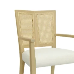 Christopher Knight Home Hana Rubberwood Upholstered Dining Arm Chairs With Cane Webbing(Set Of 2) -Living Furniture GUEST e97527bb eaaf 4e77 aa57 e2b8f920ec3f