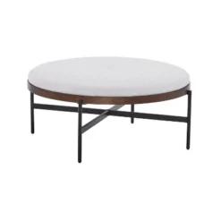 Christopher Knight Home Crestholm Modern Upholstered Round Ottoman With Iron Leg -Living Furniture GUEST ea8c36df 4863 49a5 bbbc 1793d0bbeb8f