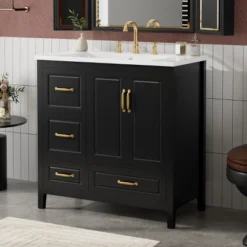 Christopher Knight Home Borah Modern 36" Freestanding Bathroom Vanity With Resin Sink -Living Furniture GUEST eb50a226 95e8 428d 975d bb0a7f0923b3