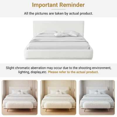 Christopher Knight Home Octavia Modern Upholstered Bed With Tall Headboard, White 3 Christopher Knight Home Octavia Modern Upholstered Bed With Tall Headboard, White - Image 3