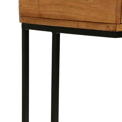Gaudet Modern Industrial Handmade Mango Wood C Shaped Side Table With Drawer Natural/Black - Christopher Knight Home 8 Gaudet Modern Industrial Handmade Mango Wood C Shaped Side Table With Drawer Natural/Black - Christopher Knight Home - Image 8