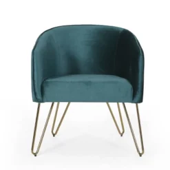 Grelton Modern Glam Velvet Club Chair With Hairpin Legs - Christopher Knight Home -Living Furniture GUEST ecc4b2eb 7bce 4df9 9435 e7f35e861986
