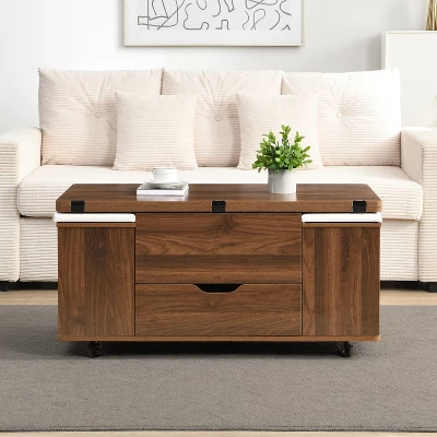 Christopher Knight Home Olia Modern Multi-Functional Lift-Top Coffee Table With Hidden Storage, 4 Stools And Lockable Wheels 13 Christopher Knight Home Olia Modern Multi-Functional Lift-Top Coffee Table With Hidden Storage, 4 Stools And Lockable Wheels - Image 13