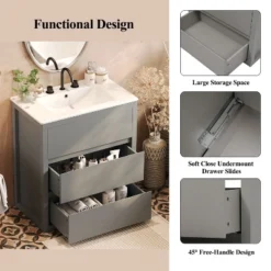 Christopher Knight Home Griffin Contemporary 30" Bathroom Vanity With Ceramic Sink And Full-Extension Drawers 14 Christopher Knight Home Griffin Contemporary 30" Bathroom Vanity With Ceramic Sink And Full-Extension Drawers -Living Furniture GUEST ed28b084 e9c8 44e7 a5ac 4423b7e6750d