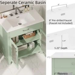 Christopher Knight Home Wiro Modern 31" Bathroom Vanity With Ceramic Sink, Tempered Glass Doors And Adjustable Shelves 12 Christopher Knight Home Wiro Modern 31" Bathroom Vanity With Ceramic Sink, Tempered Glass Doors And Adjustable Shelves -Living Furniture GUEST ed40f87a 0da2 4cf1 8479 6e0daca07d01