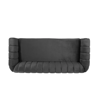 Richland Modern Glam Velvet Channel Stitch 3 Seater Sofa - Christopher Knight Home 6 Richland Modern Glam Velvet Channel Stitch 3 Seater Sofa - Christopher Knight Home - Image 6