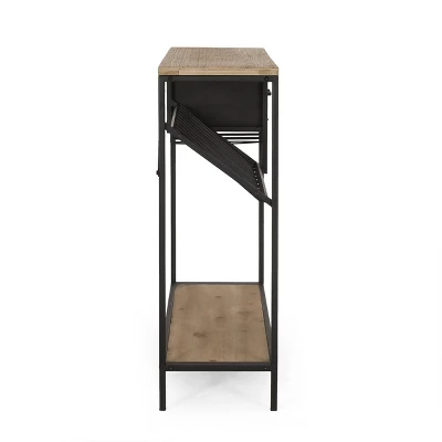 Boster Boho Industrial 8 Bottle Wine Rack Console Table With Storage Natural/Black - Christopher Knight Home 6 Boster Boho Industrial 8 Bottle Wine Rack Console Table With Storage Natural/Black - Christopher Knight Home - Image 6