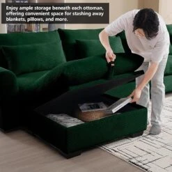 Christopher Knight Home Cleveland Luxurious U-Shaped Corduroy 157.5" Sectional Sofa With Storage Ottomans And 4 Waist Pillows -Living Furniture GUEST eeb70947 d713 4851 a400 8c34df752760