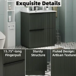 Christopher Knight Home Quillen Modern 30" Bathroom Vanity With Ceramic Sink And Drawers -Living Furniture GUEST eed2ba98 f575 4af1 b75e b0981f42ead8