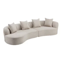 Christopher Knight Home Hailey 126“ Modern Boucle Upholstered 5 Seater Curved Sectional Sofa With Pillows