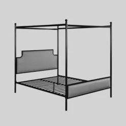 Queen Beechmont Iron Canopy Upholstered Bed - Christopher Knight Home -Living Furniture GUEST f1dff4ee 6587 47c1 9ffb 7d64e2df31e0