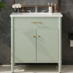 Christopher Knight Home Kachina Modern 31" Bathroom Vanity With Ceramic Sink, 2 Doors And Adjustable Shelf -Living Furniture GUEST f26eabdd 67a4 4dfc a741 a25e6f34ce26