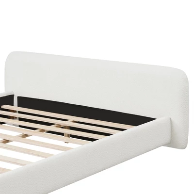 Christopher Knight Home Samson Modern Boucle Upholstered Wood Platform Bed With Headboard, White 8 Christopher Knight Home Samson Modern Boucle Upholstered Wood Platform Bed With Headboard, White - Image 8