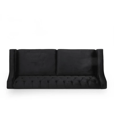Knouff Modern Glam Tufted Velvet 3 Seater Sofa - Christopher Knight Home 4 Knouff Modern Glam Tufted Velvet 3 Seater Sofa - Christopher Knight Home - Image 4