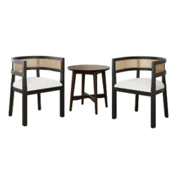 Christopher Knight Home Allen 3 Pieces Mid-Century Modern Wood And Cane Seating Set -Living Furniture GUEST f47ef6c8 68ae 4857 9aa5 d3c407a9091d