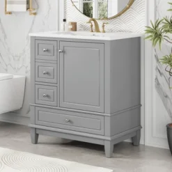 Christopher Knight Home Thomas 30" Bathroom Vanity With Sink, One Door With Shelf And Three Drawers 31 Christopher Knight Home Thomas 30" Bathroom Vanity With Sink, One Door With Shelf And Three Drawers -Living Furniture GUEST f4a8249a 361e 4f3d 84b6 7a8ff7e27303