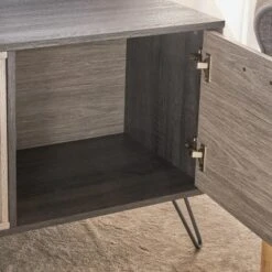 Isadora 71" Mid Century TV Stand For TVs Up To 74" Sonoma Gray/Black - Christopher Knight Home -Living Furniture GUEST f51a0fa7 e740 401b 87d8 fbca8f4810c3