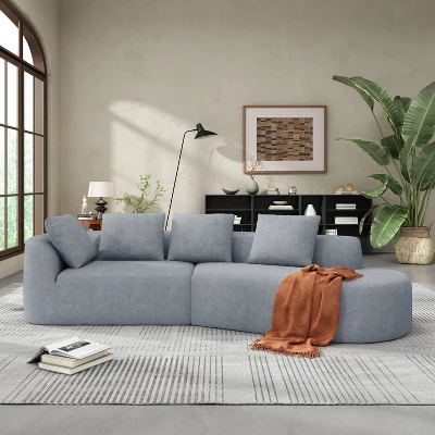 Christopher Knight Home 116" Modern Curved Sectional Sofa With High-Density Sponge And 4 Pillows 13 Christopher Knight Home 116" Modern Curved Sectional Sofa With High-Density Sponge And 4 Pillows - Image 13