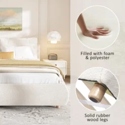 Christopher Knight Home Nicolas Boucle Upholstered Platform Bed With Removable Pillow Headboard 13 Christopher Knight Home Nicolas Boucle Upholstered Platform Bed With Removable Pillow Headboard -Living Furniture GUEST f72b7791 7a9a 414c 9bdf 54982c4803ea