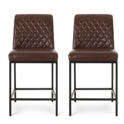 2pc Osgood Contemporary Diamond Stitch Counter Height Barstools - Christopher Knight Home -Living Furniture GUEST f781de3d 295f 473e 9d52 d630b579f5b0