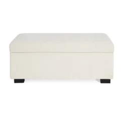 Christopher Knight Home Kalysta Contemporary Rubberwood Upholstered Rectanglar Storage Ottoman