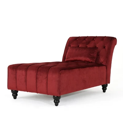 Rubie New Velvet Chaise Lounge - Christopher Knight Home 5 Rubie New Velvet Chaise Lounge - Christopher Knight Home - Image 5