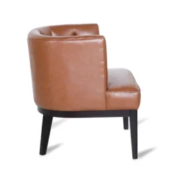 Clough Contemporary Faux Leather Tufted Accent Chair Cognac Brown/Dark Brown - Christopher Knight Home -Living Furniture GUEST f9a03e7e 093a 4db4 9884 66c277b522c3