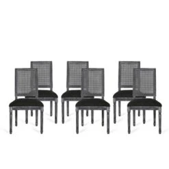 Christopher Knight Home Brownell French Country Wood And Cane Upholstered Dining Chairs (Set Of 6) -Living Furniture GUEST fa66fa79 b41d 4093 9d64 18db9a2bff8a