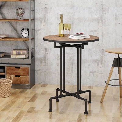 32" Westleigh Round Industrial Bar Table Dark Brown - Christopher Knight Home 1 32" Westleigh Round Industrial Bar Table Dark Brown - Christopher Knight Home