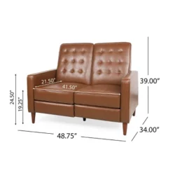 Christopher Knight Home Denison Faux Leather Tufted Loveseat Pushback Recliner Cognac Brown/Dark Espresso -Living Furniture GUEST faf29ec5 c5b4 4504 9435 b04752f9dc5b